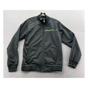 VTG Volcom Mens Track Jacket Black Lime Green Full Zip Graphic Skate XL